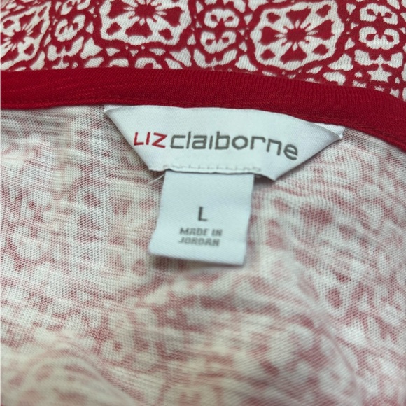 LIZ CLAIBORNE RED & WHITE GEOMETRIC CASUAL SUMMER BEACH SLEEVELESS TOP SZ L NWT - Picture 9 of 10